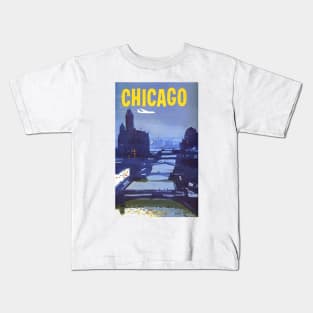 Chicago Travel Advertisement 1950s Austin Briggs Kids T-Shirt